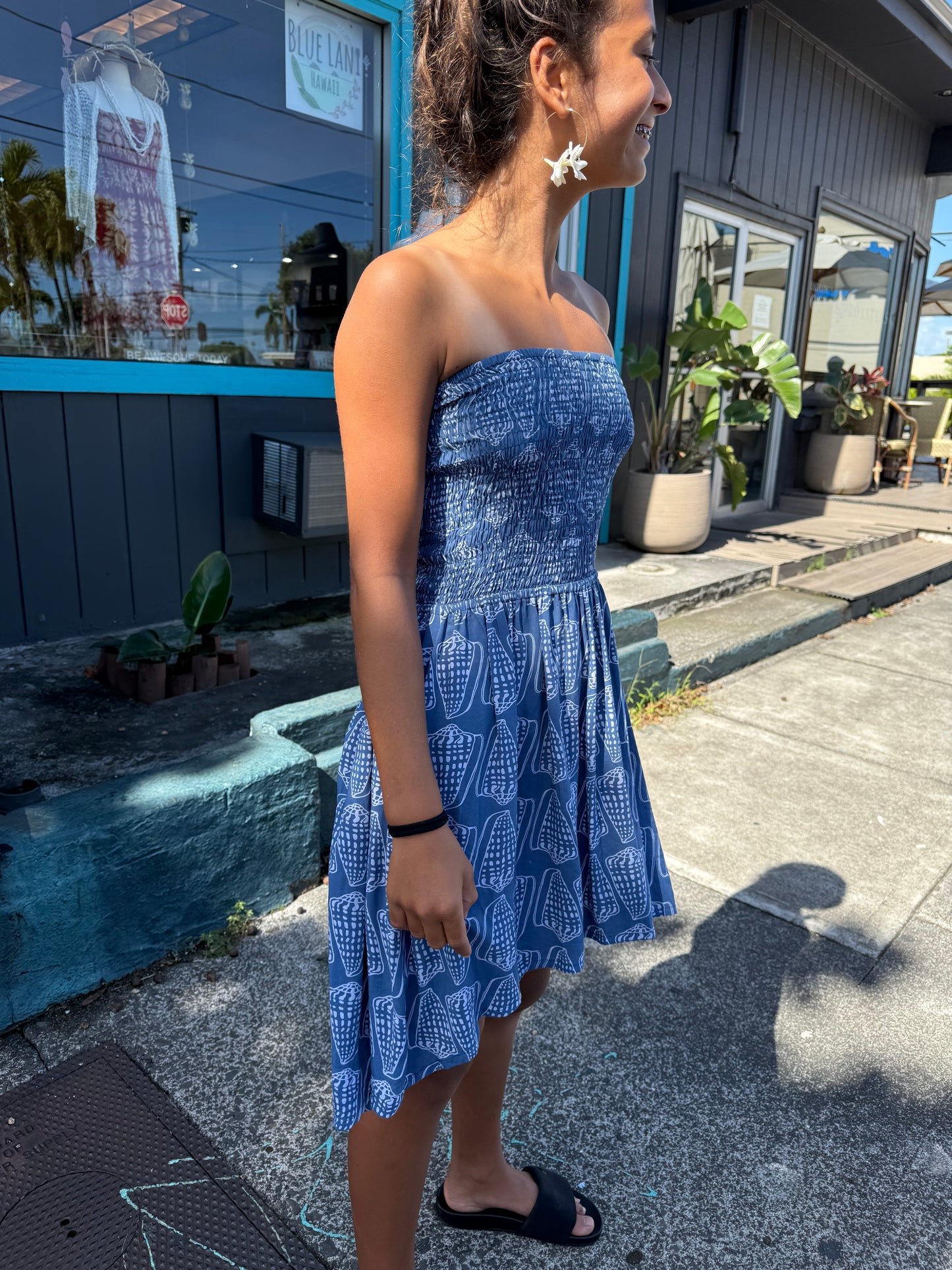 Cone shell print Kona mini dress