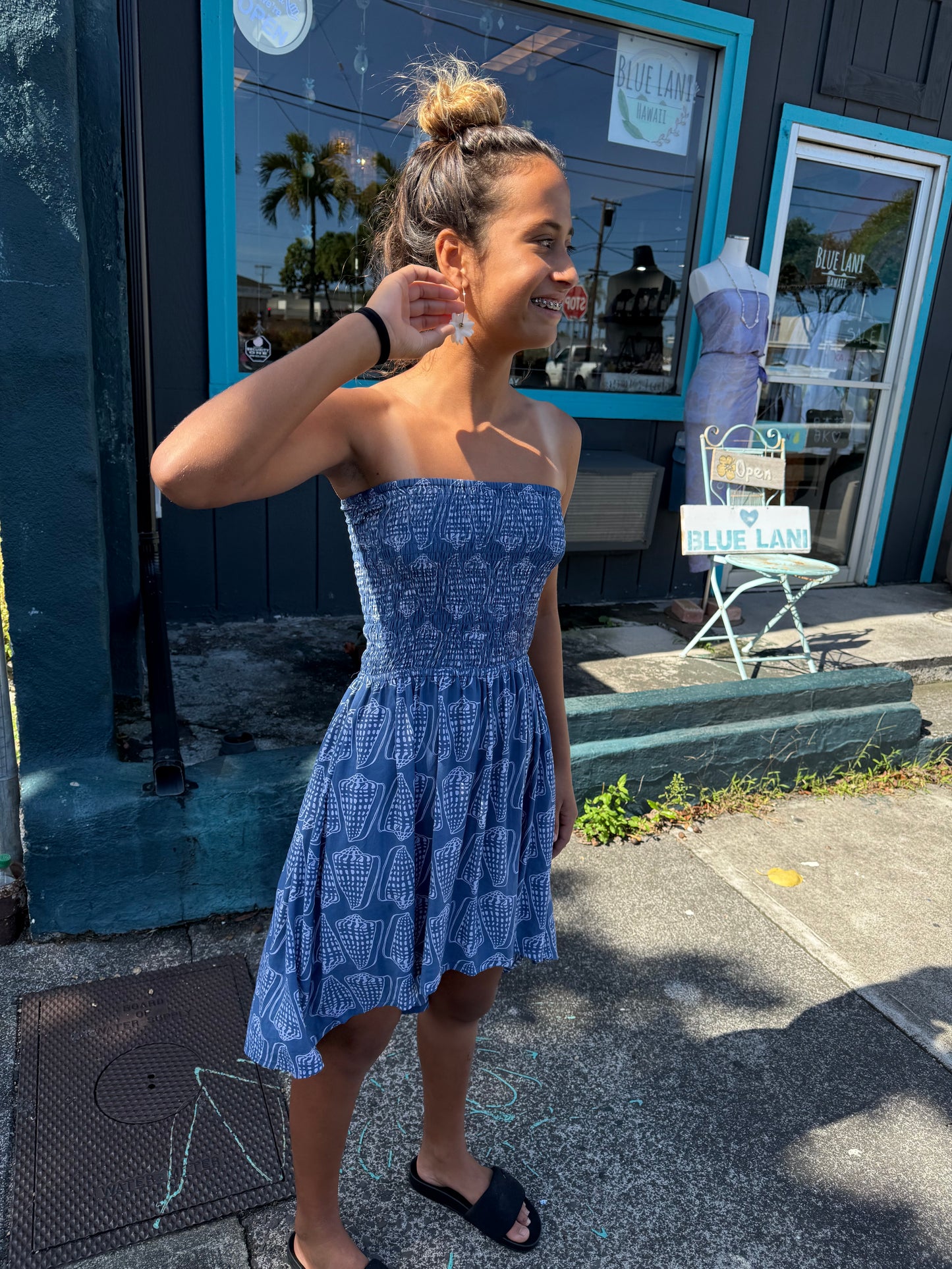 Cone shell print Kona mini dress
