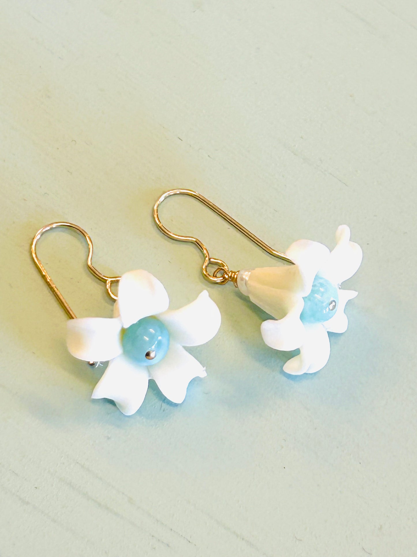 White pua Larimar earrings