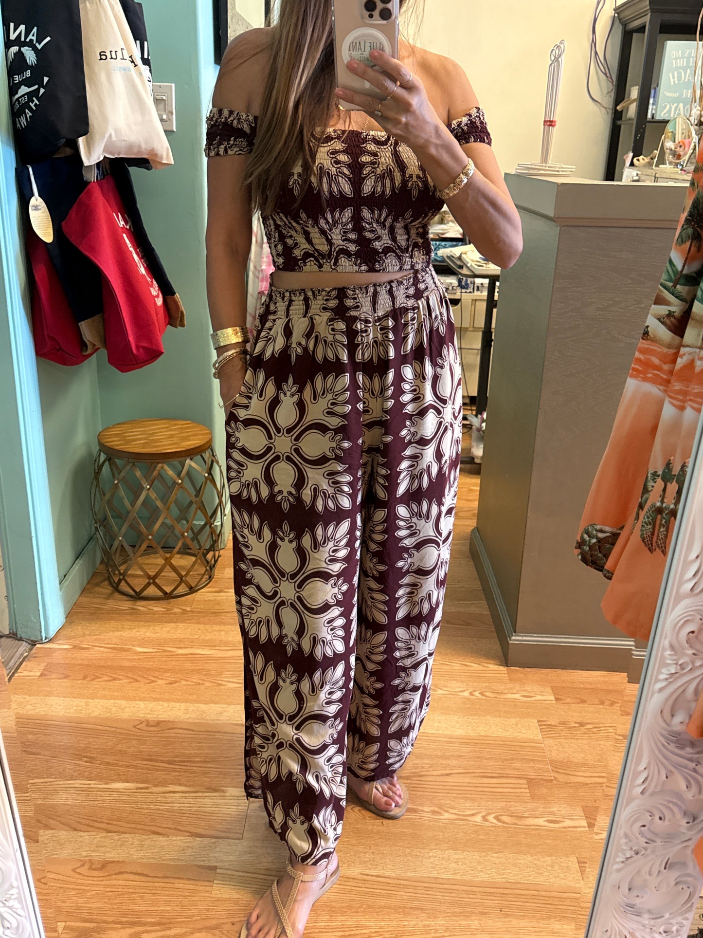 Aloha Quilt print Kai wide pants