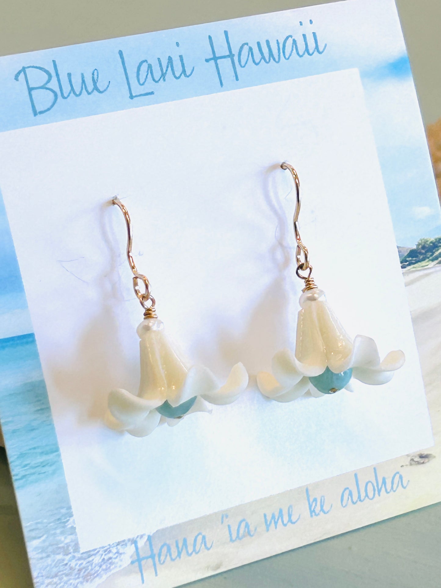 White pua Larimar earrings