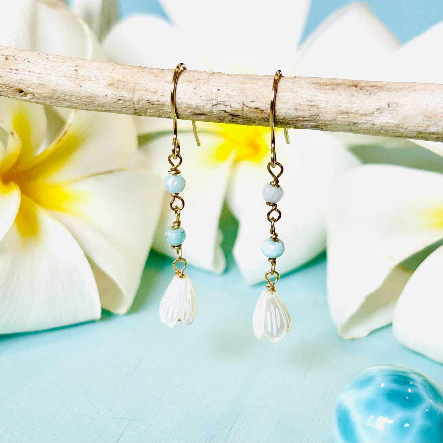 Pikake Larimar earrings