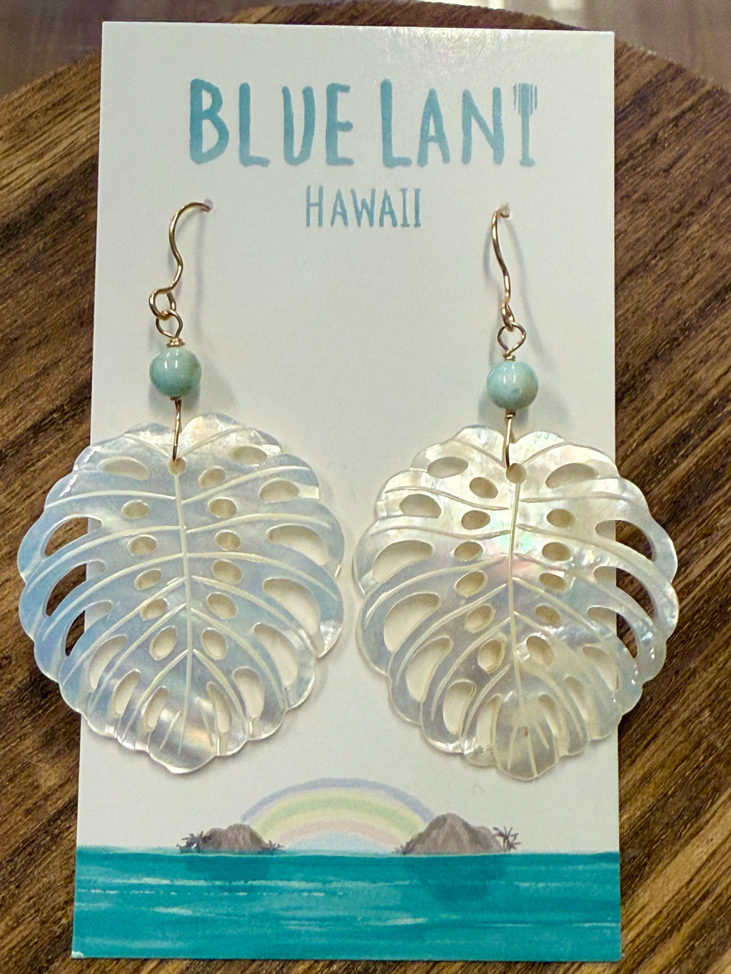 Monstera Larimar earrings