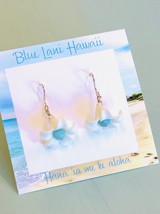 White pua Larimar earrings