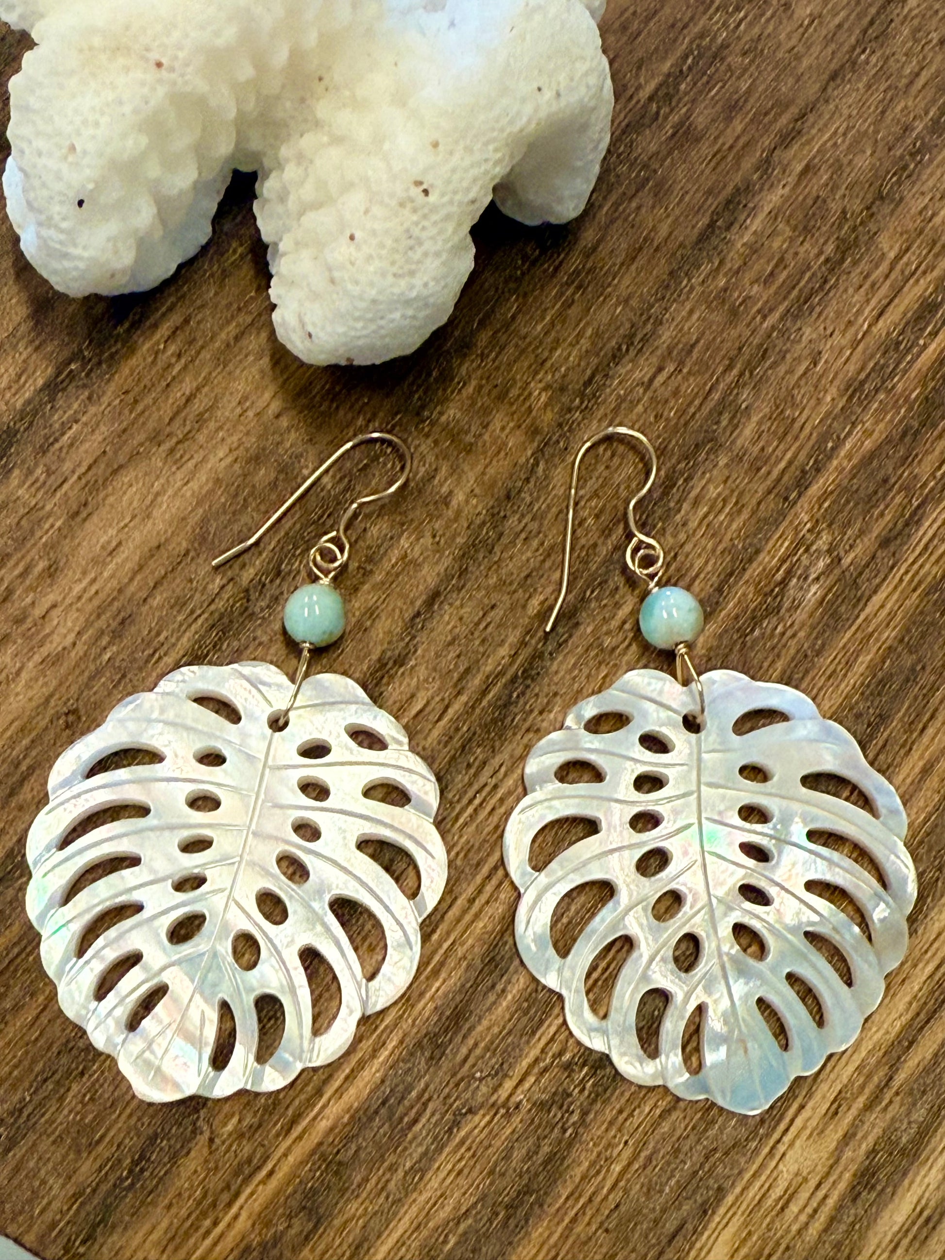 Monstera Larimar earrings