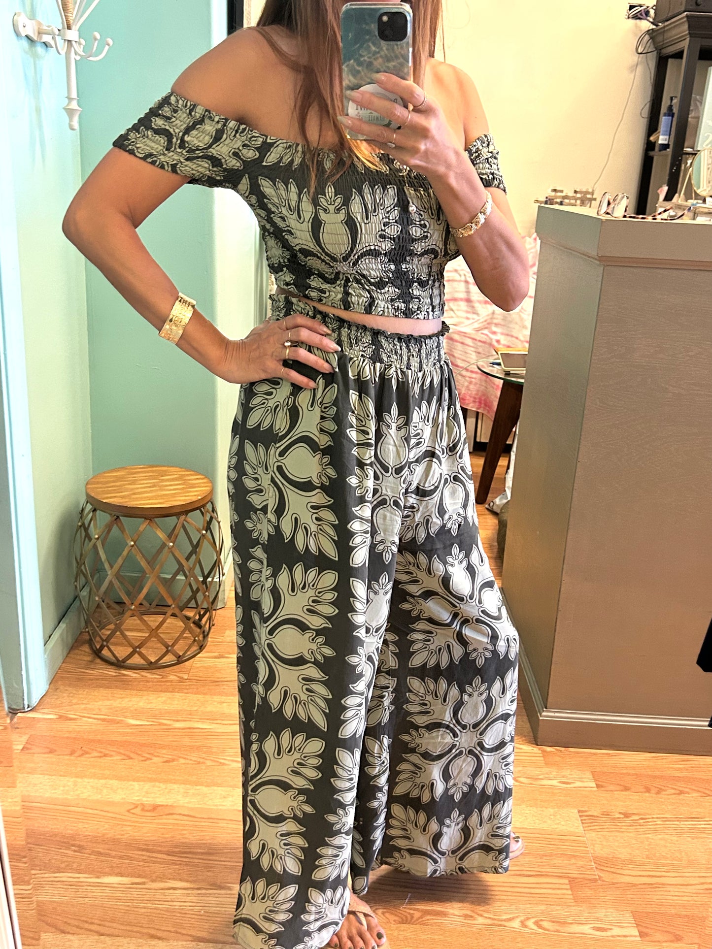 Aloha Quilt print Kai wide pants