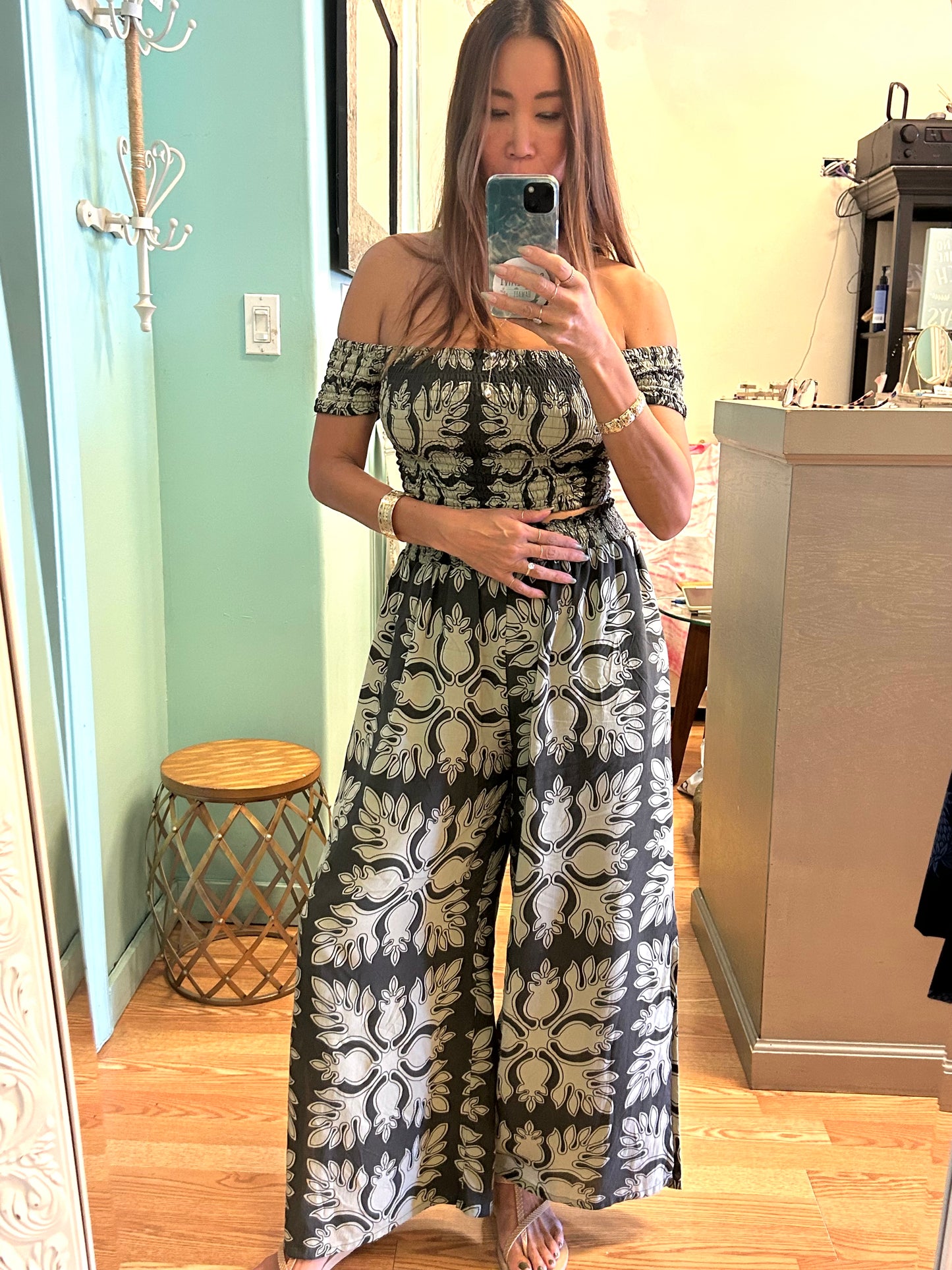 Aloha Quilt print Kai wide pants
