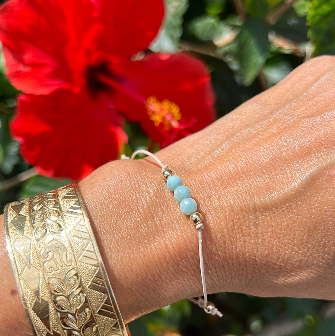 Larimar leather bracelet
