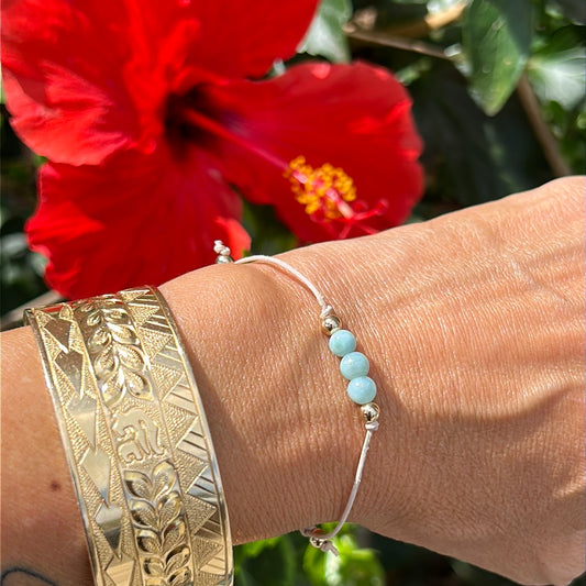 Larimar leather bracelet